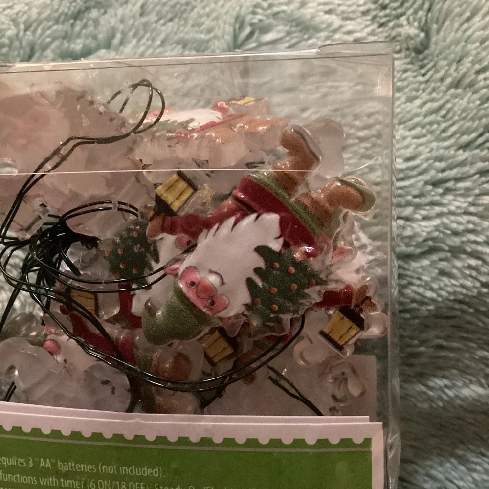 🎅 Holiday Time SANTA CLAUSE 18 LED 3 Function Light Set 🎅 6 feet with timer